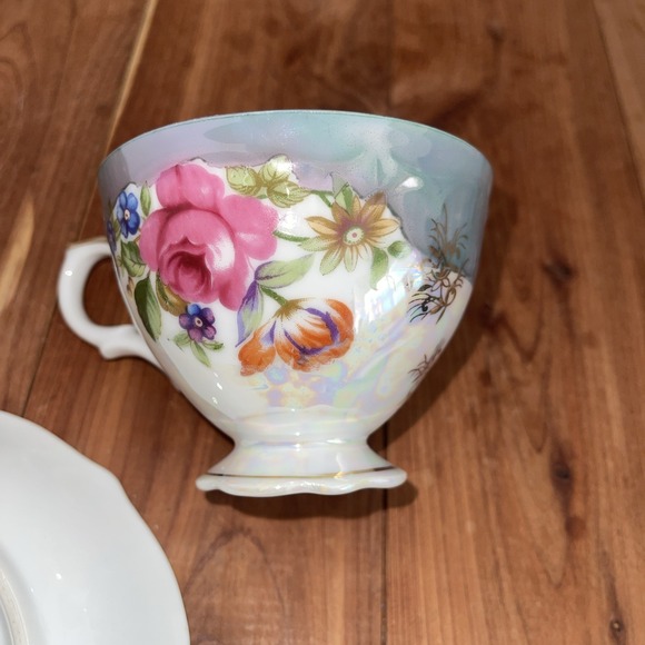 Rose Floral Bone China Tea Cup and Saucer - Butterfly Brand - Picture 9 of 10